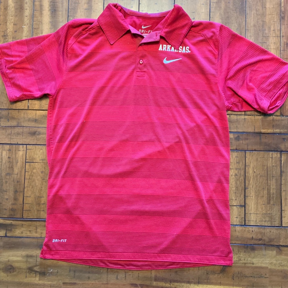 Arkansas Nike Dr-Fit Button up Tee